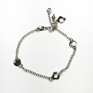 Silver Dangling Diamond and Ball Shaped Bracelet